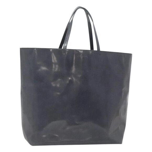 PRADA Hand Bag Enamel Navy Silver Auth bs25904 - Picture 1 of 16